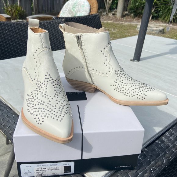 SOLD NO LONGER AVAILABLE-----WOMEN'S DOLCE VITA UMA OFF WHITE ANKLE BOOTS - Picture 4 of 4